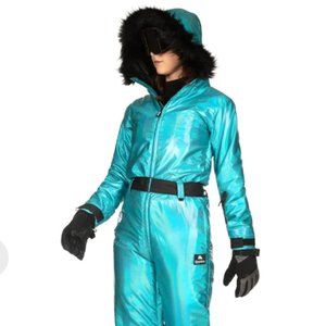 Blue Retro Snow Suit Onsie